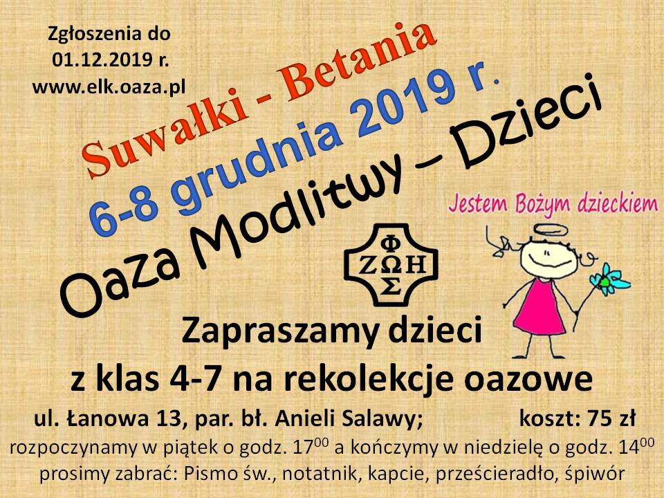 Oaza Modlitwy – Dzieci grudzień 2019