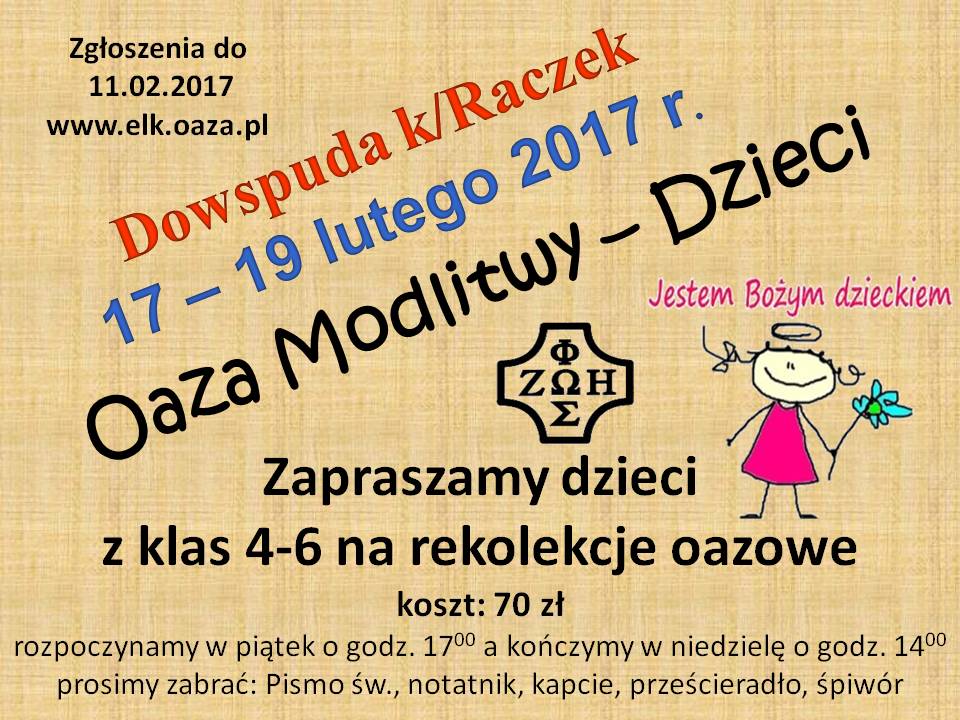 Oaza Modlitwy – Dzieci luty 2017